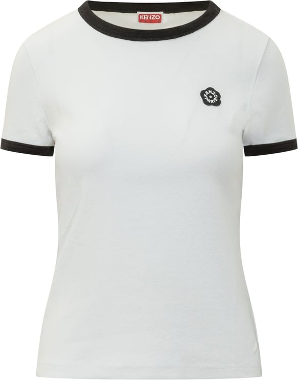 Kenzo T-shirt Aderente con Bordi a Contrasto e Logo