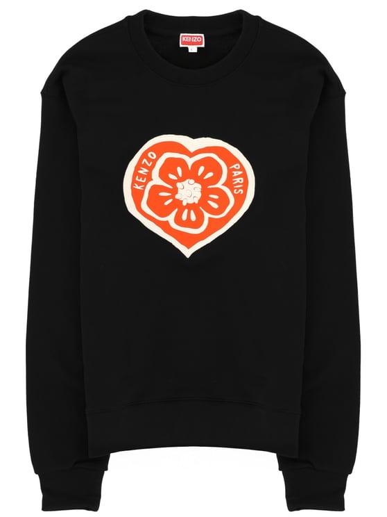 Kenzo Boke Heart Black Cotton Crewneck Sweatshirt