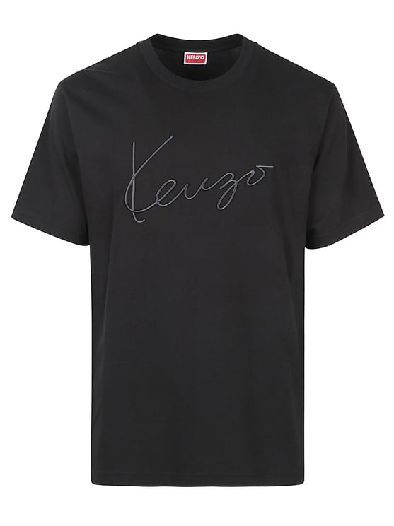 Kenzo Minimalist Black Short-Sleeve T-Shirt with Embroidered Logo