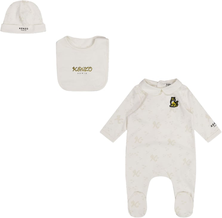 Kenzo Kenzo Kids Baby Jongens Boxpakje In Off White