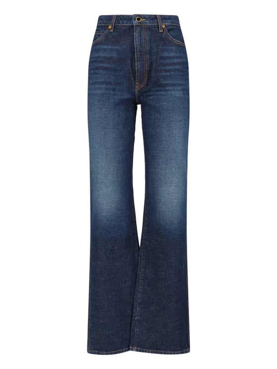 Khaite Blue High-Waisted Bootcut Denim Jeans