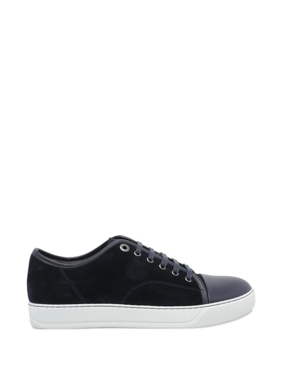 Lanvin Low-Top Sneakers with Suede and Smooth Texture Contrast
