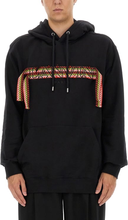 Lanvin Black Cotton Sweatshirt With Iconic Logo Design