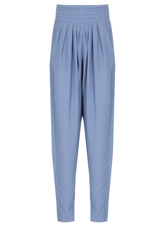 Lanvin Blue Silk-Blend Flap Pocket Pants