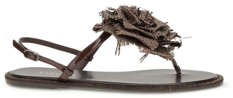 Le Silla LE SILLA Brown Calf Leather Bos Taurus Flat Sandals
