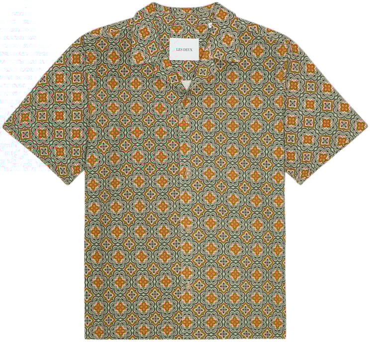 Les Deux Camicia Ss Lukas Arabesque Aop Sea Moss Green