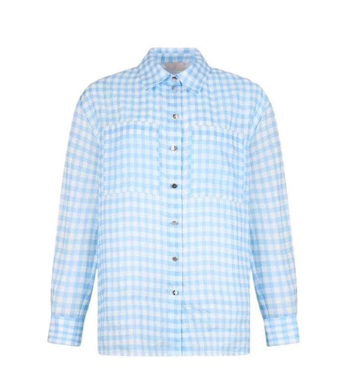Liu Jo Checked Ramie Shirt With Logoed Button Closure