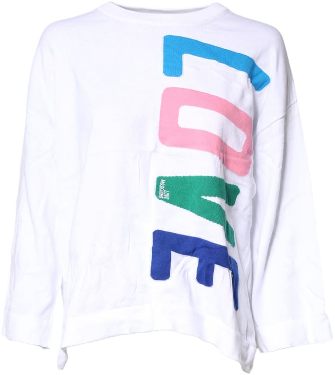 Love Moschino Love Moschino White Graphic Print Cotton Long Sleeves T-shirt