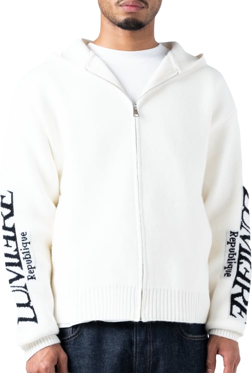 LUMI3RE The Republique Knitted Zipper Hoodie White
