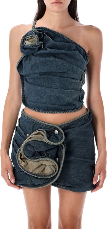 Magda Butrym Top Rose Denim Vintage Blue