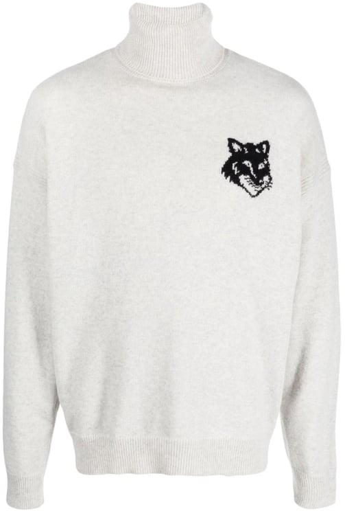 Maison Kitsuné Fox Head Intarsia Logo Turtleneck Sweater