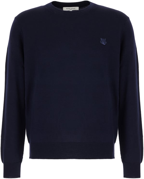 Maison Kitsuné Maison Kitsunè Navy blue wool sweater