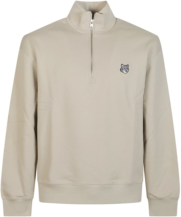 Maison Kitsuné Fox Head Comfort Half Zip Sweatshirt Grey