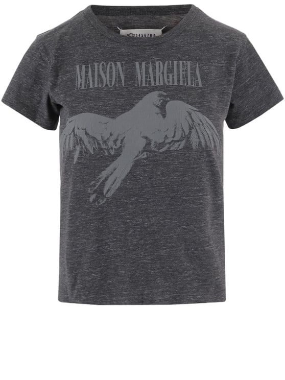 Maison Margiela Graphic Bird Print T-Shirt with Embroidered Detail