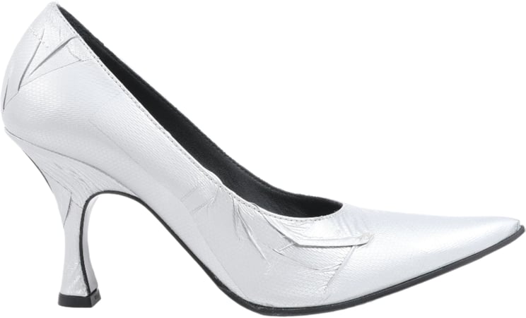 Maison Margiela MAISON MARGIELA MM6 9 cm Laminated Leather Pumps in Silver, Size 37 EU