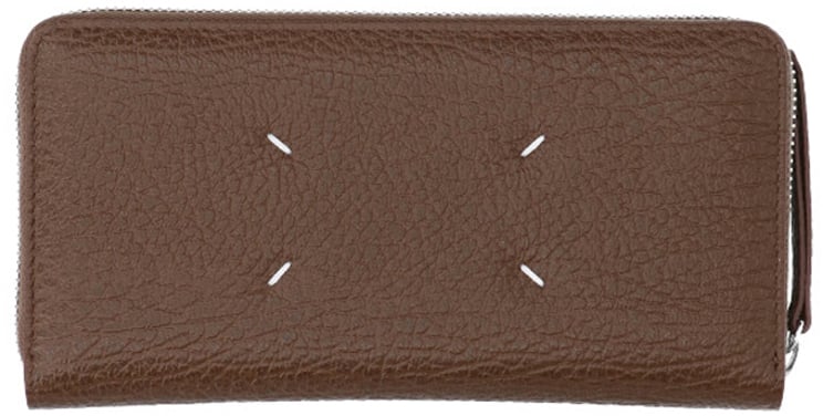 Maison Margiela Brown Four Stitches Textured Leather Wallet