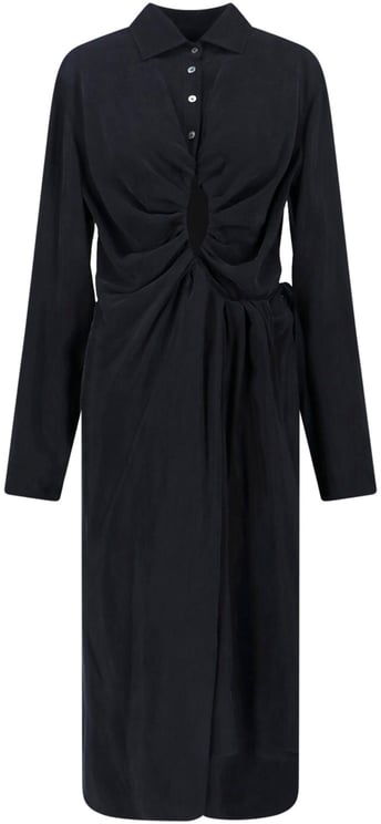 Maison Margiela Black Draped Cut-Out Cupro Midi Dress