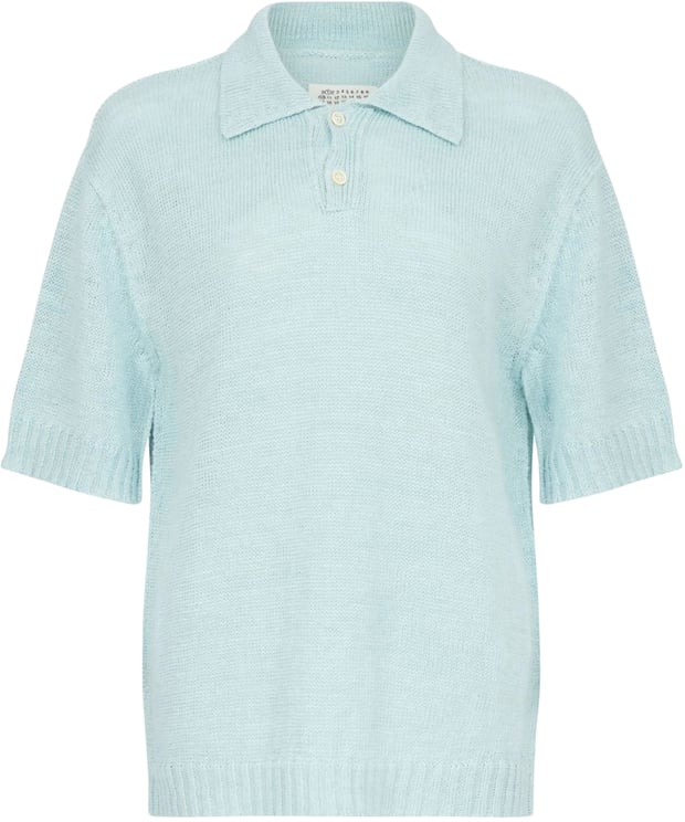 Maison Margiela Azur Blue Knitted Polo Shirt