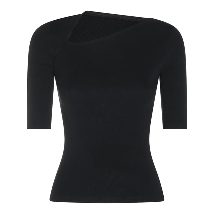 Maison Margiela Ribbed Fitted Top with Asymmetrical Neckline