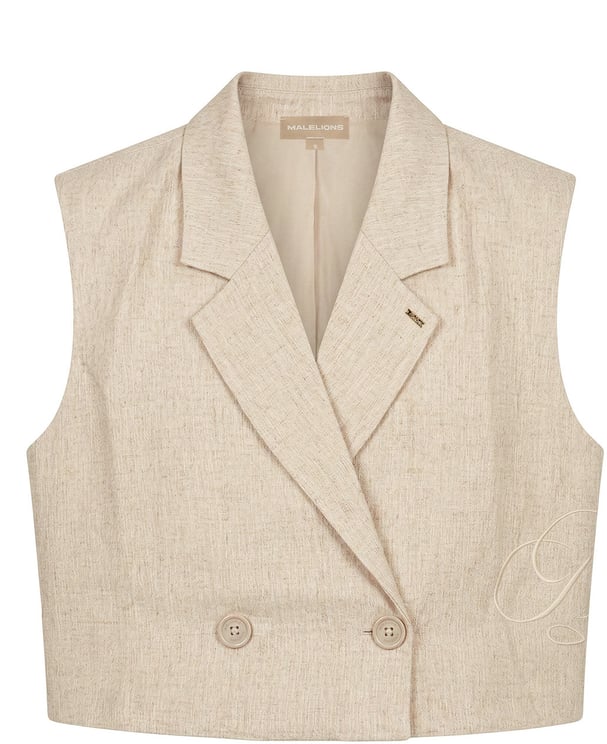 Malelions Malelions Women Cropped Linen Emblem Gilet