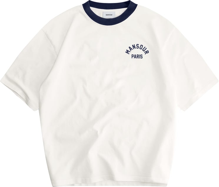 Mansour Arch Felt T-shirt Vintage White Navy