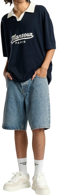 Mansour Jacquard Knitted Polo Navy