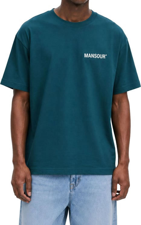Mansour Logo Address T-shirt Deep Teal