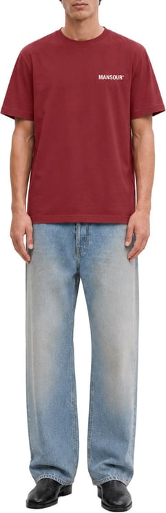Mansour Logo Address T-shirt Dark Red