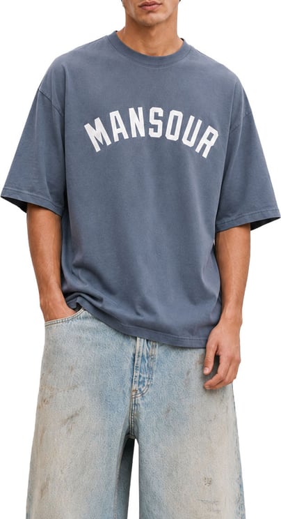 Mansour Varsity Logo T-shirt Faded Indigo