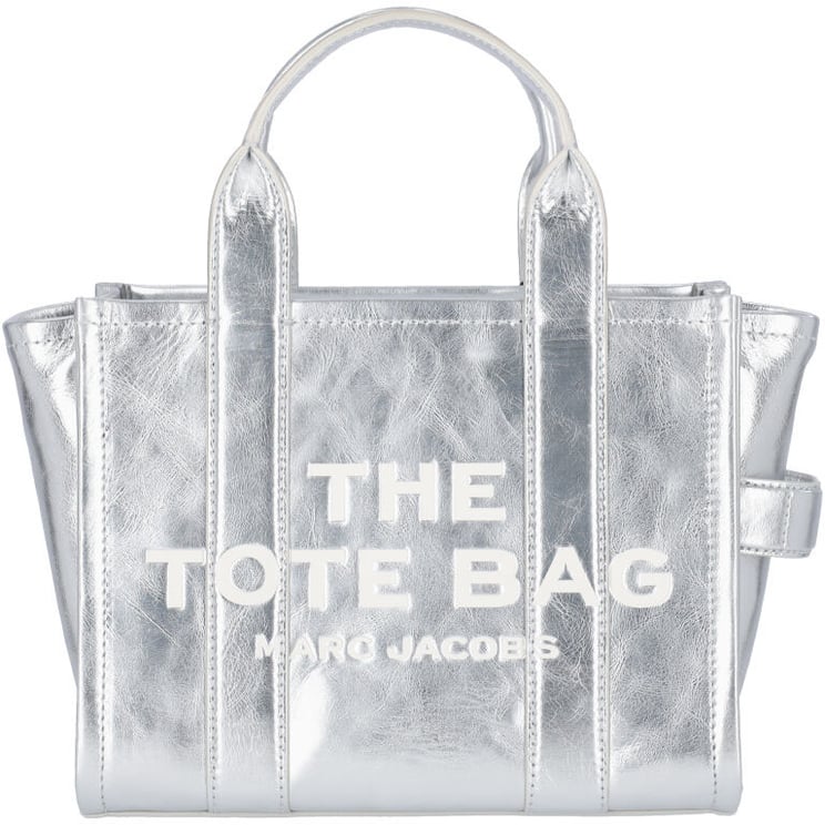 Marc Jacobs Silver Metallic Leather Small Tote Bag