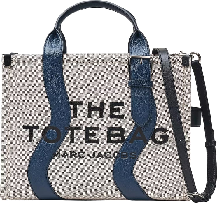 Marc Jacobs Medium Textured Fabric Tote with Contrasting Leather Straps