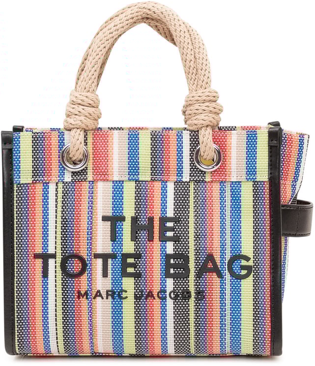 Marc Jacobs Borsa The Small Tote a Righe con Manici Intrecciati