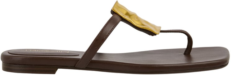 Marc Cain Marccain Leather Toe Thongs With Decoration Teenslippers Bruin Ac Sg.04 L23