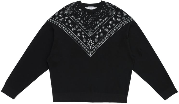 Marcelo Burlon Black Bandana Knit Comfort Crew Neck Sweater