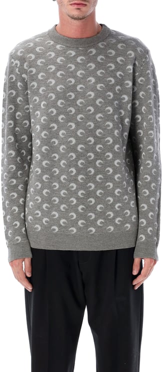 Marine Serre Crewneck Knit Moon Allover Misty Grey