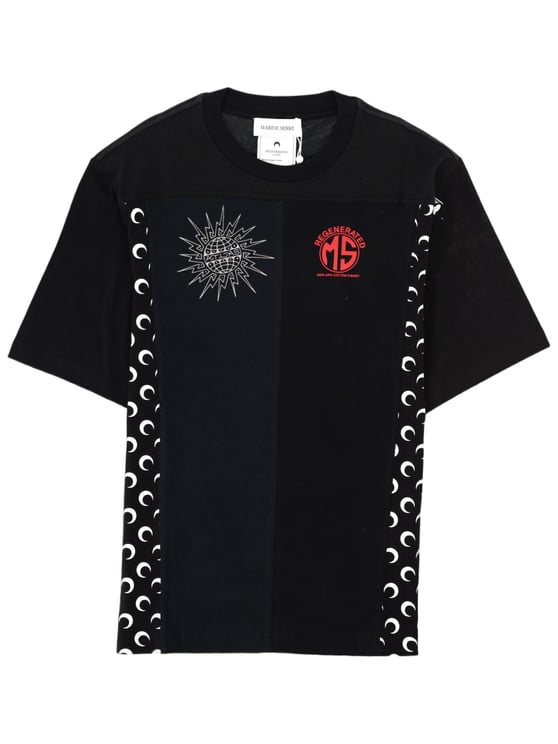 Marine Serre Black Patchwork Crescent Moon T-Shirt