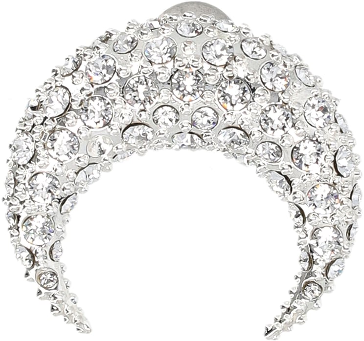Marine Serre Single Big Moon Earring Rhinestone Argento