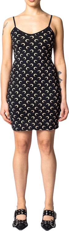 Marine Serre MOON PRINTED JERSEY MINI DRESS INVERSE TAN