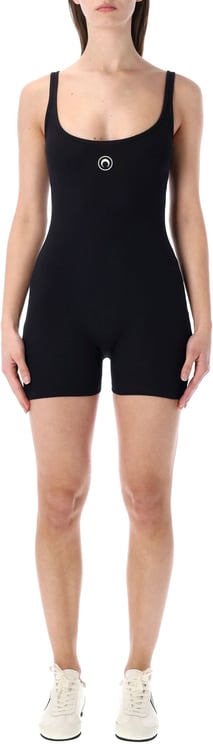 Marine Serre Short Catsuit Moon Logo Nero