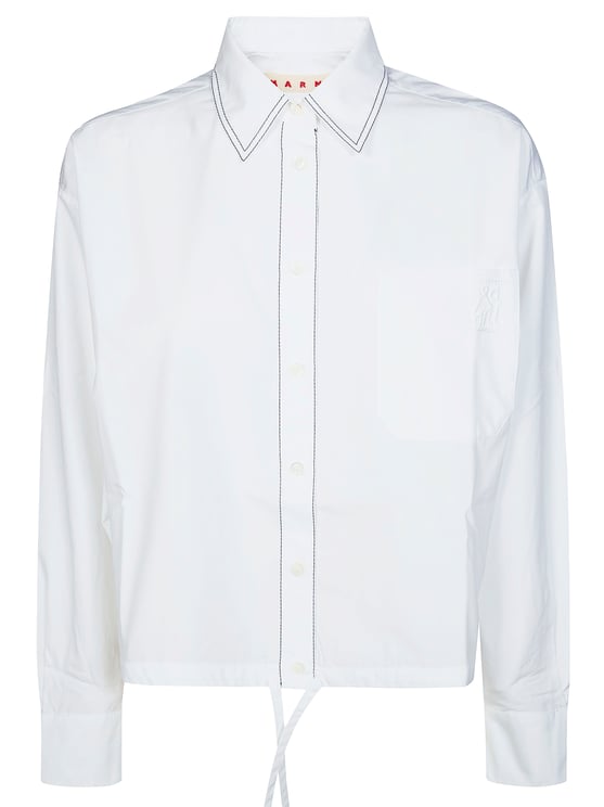 Marni White Piping Drawstring Cropped Shirt