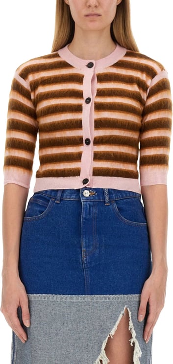 Marni Cropped Cardigan With Playful Stripe Pattern