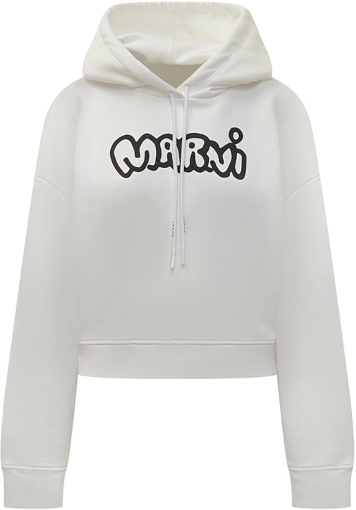 Marni Felpa con Cappuccio Marni Logo Bianco