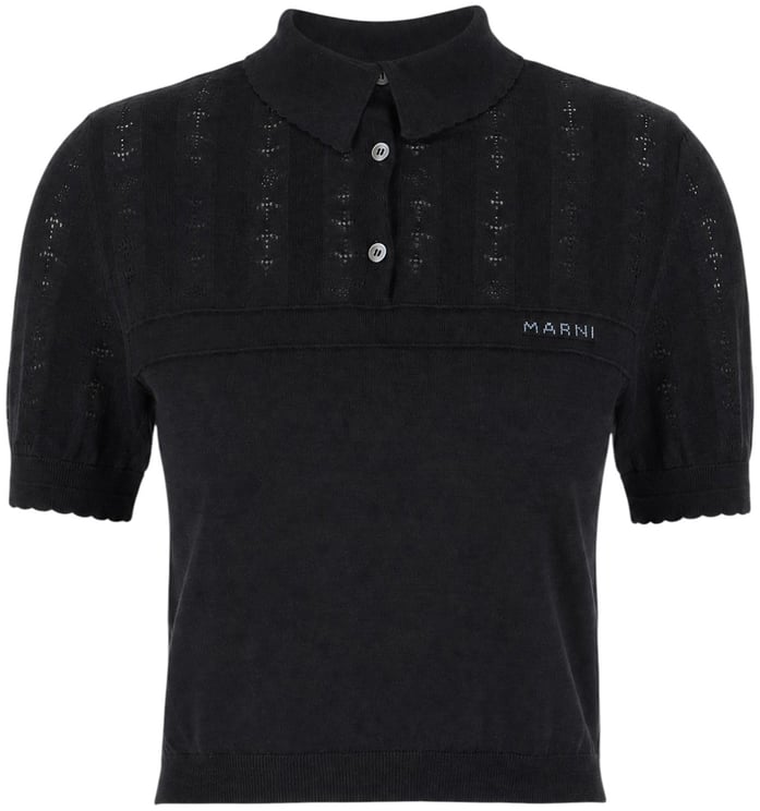 Marni Marni Black wool blend polo shirt