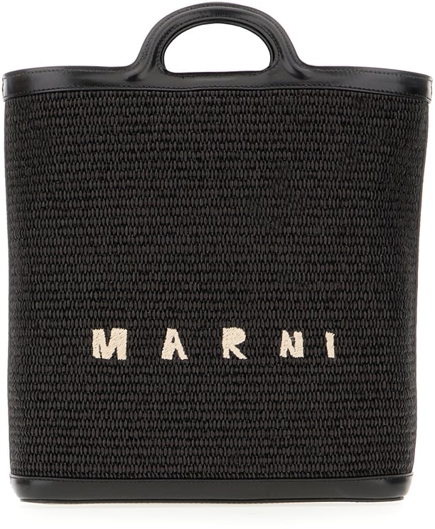 Marni Marni Two-tone raffia and leather Tropicalia shopping bag