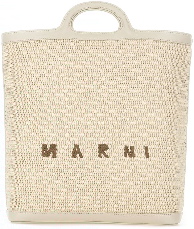 Marni Marni Two-tone raffia and leather Tropicalia shopping bag