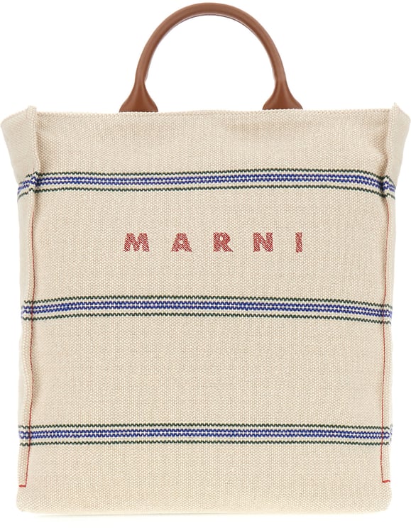 Marni Marni Sand canvas shopping bag