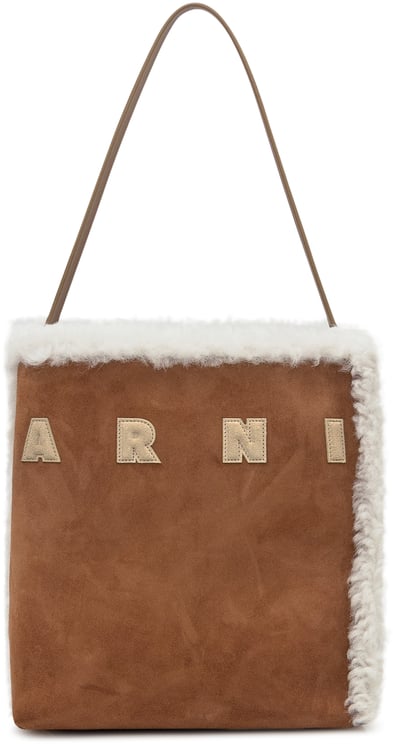 Marni Marni Borsa Museo in Pelle Scamosciata Marrone