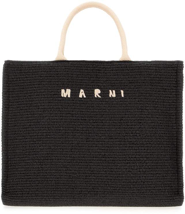 Marni Marni Black raffia large shopping bag