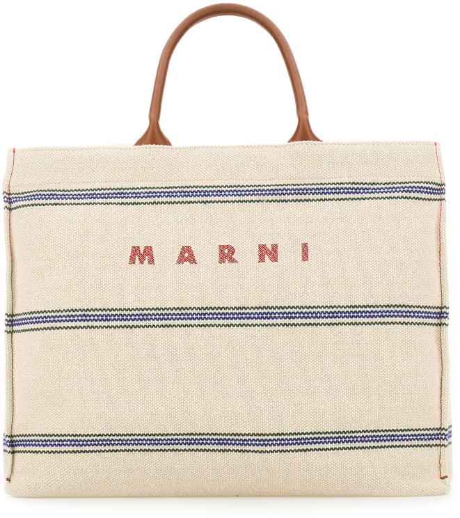 Marni Marni Embroidered cotton blend shopping bag