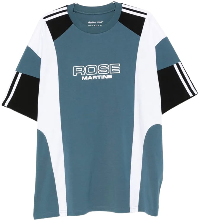 Martine Rose Oversized Panelled T-shirt Blue Agean Rose Outline